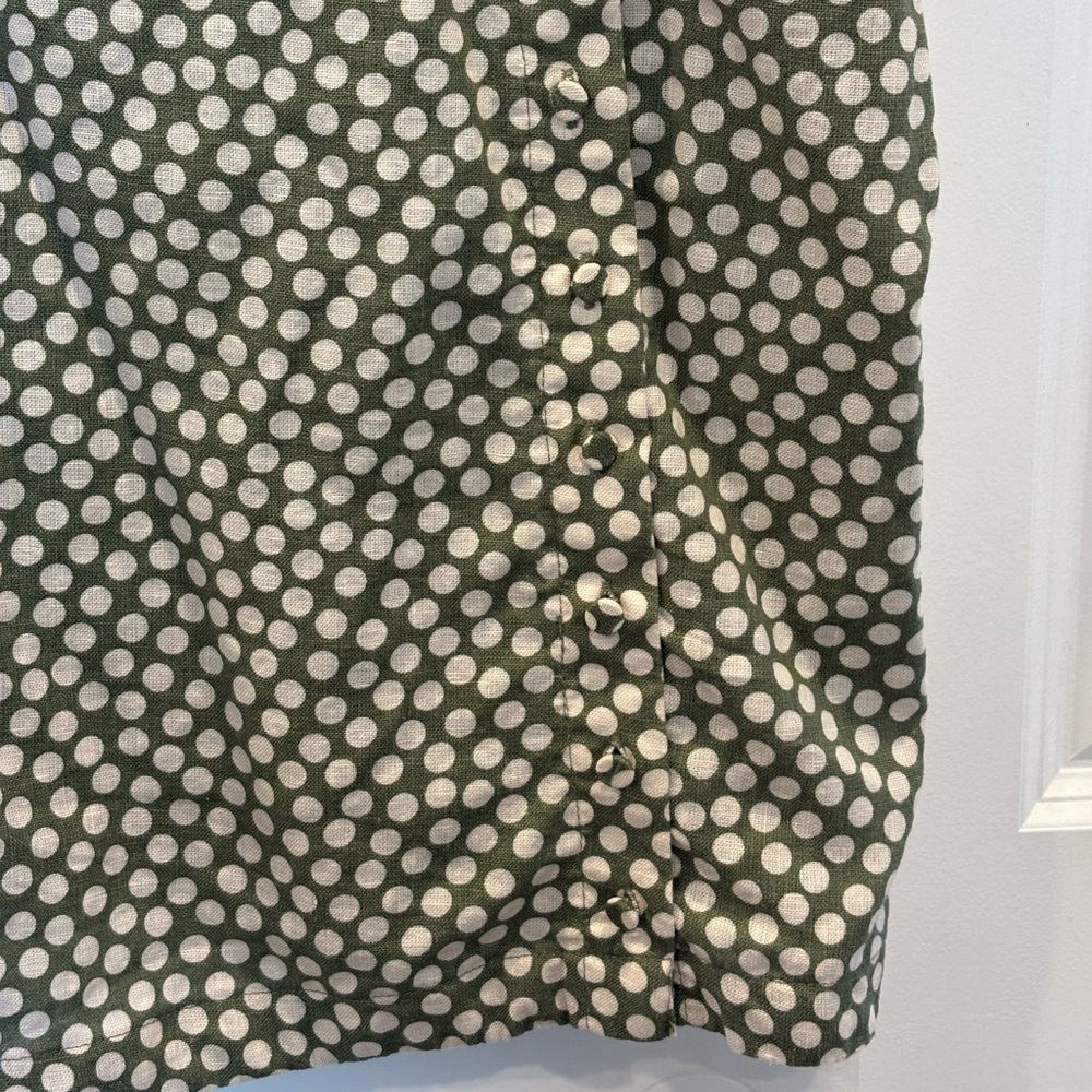 Abercrombie & Fitch Linen Blend Green Polka Dot Skort Dress with pockets Size XL - Picture 4 of 7